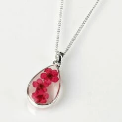 Equilibrium Pink Eternal Flowers Small Teardrop Necklace