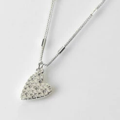 Equilibrium Silver Plated Honeycomb Heart Necklace