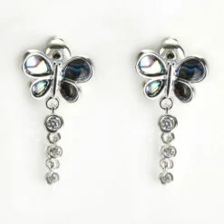 Equilibrium Silver Plated Paua Shell Butterfly Trail Stud Earrings