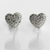 Equilibrium Silver Plated Pave Heart Clip On Earrings