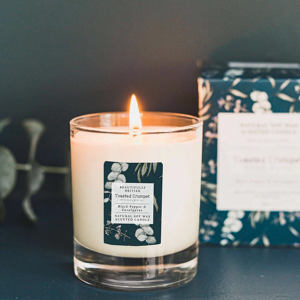 Toasted Crumpet ‘Black Pepper & Eucalyptus’ Glass Jar Candle 5 Toasted Crumpet ‘Black Pepper & Eucalyptus’ Glass Jar Candle - Image 3