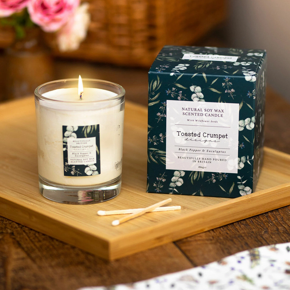 Toasted Crumpet ‘Black Pepper & Eucalyptus’ Glass Jar Candle 4 Toasted Crumpet ‘Black Pepper & Eucalyptus’ Glass Jar Candle - Image 2