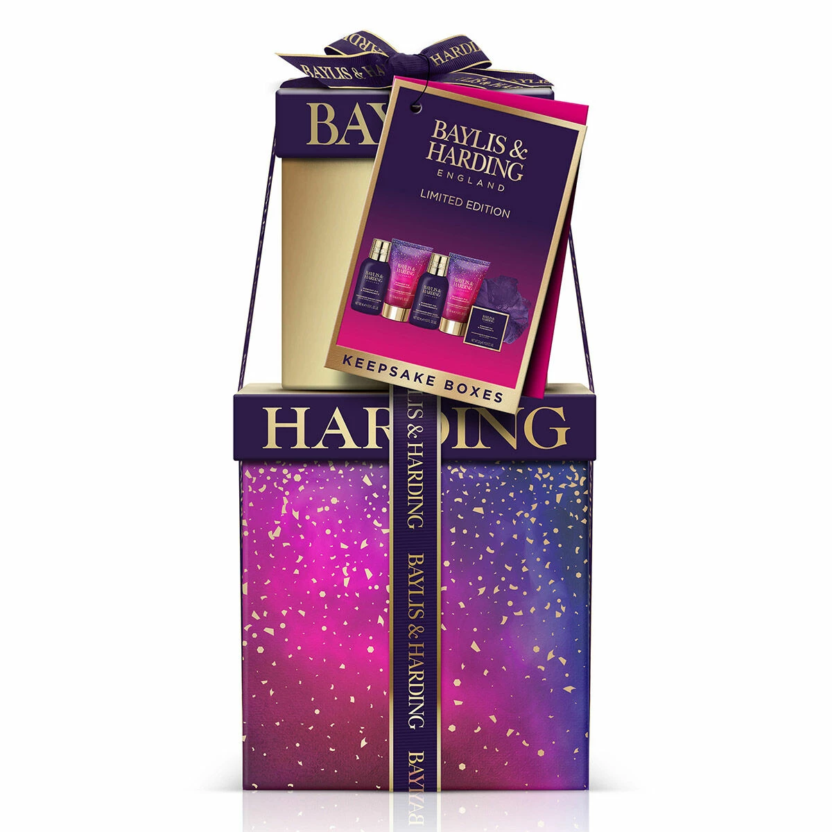 Baylis & Harding Midnight Fig & Pomegranate Pamper Present Stack Gift Set 3 Baylis & Harding Midnight Fig & Pomegranate Pamper Present Stack Gift Set