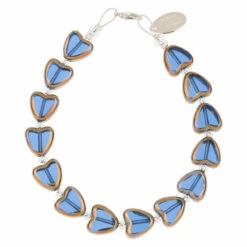 Carrie Elspeth Blue Gold Edged Hearts Bracelet