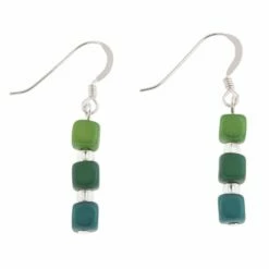 Carrie Elspeth Greens Satin Cubes Earrings