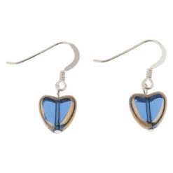 Carrie Elspeth Blue Gold Edged Hearts Earrings