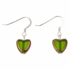 Carrie Elspeth Green Gold Edged Hearts Earrings