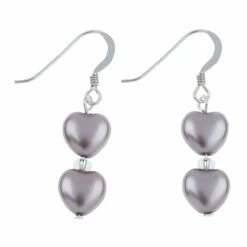 Carrie Elspeth Dusky Grey Pearl Hearts Earrings