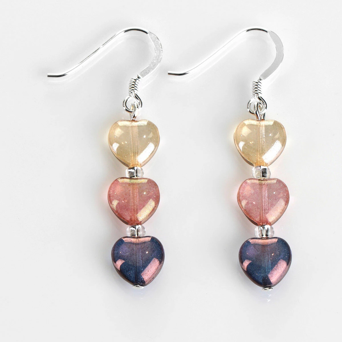 Carrie Elspeth Pink & Purple Lustre Hearts Earrings 4 Carrie Elspeth Pink & Purple Lustre Hearts Earrings - Image 2