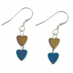 Carrie Elspeth Rainbow Hearts Hematite Earrings