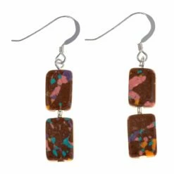 Carrie Elspeth Aubergine Mosaic Rectangles Earrings