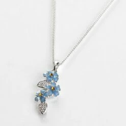 Equilibrium Forget-Me-Not Cascade Silver Plated Necklace