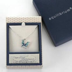 Equilibrium Hand Painted Elegant Blue Butterfly Necklace -gifts sale equilibrium 204580 hand painted elegant blue butterfly necklace 2