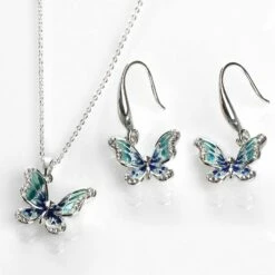 Equilibrium Hand Painted Elegant Blue Butterfly Necklace -gifts sale equilibrium 204580 hand painted elegant blue butterfly necklace 4