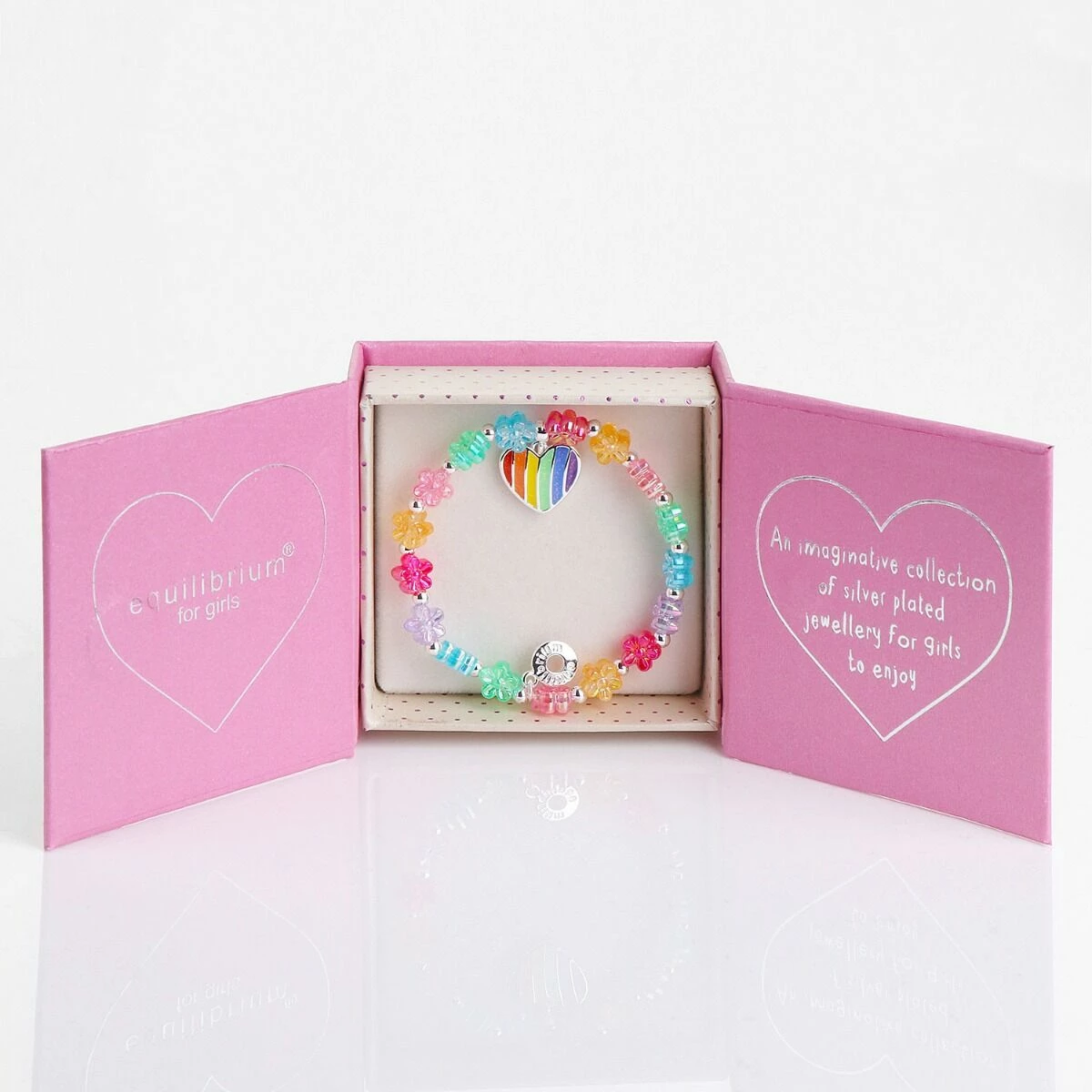Equilibrium Girls Silver Plated Rainbow Heart Bracelet 4 Equilibrium Girls Silver Plated Rainbow Heart Bracelet - Image 2
