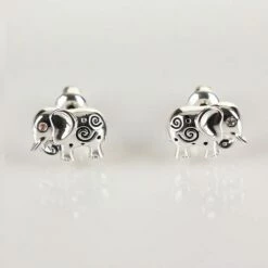Equilibrium Silver Swirly Elephant Earrings