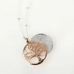 Equilibrium Rose Gold Filigree Disk Long Necklace