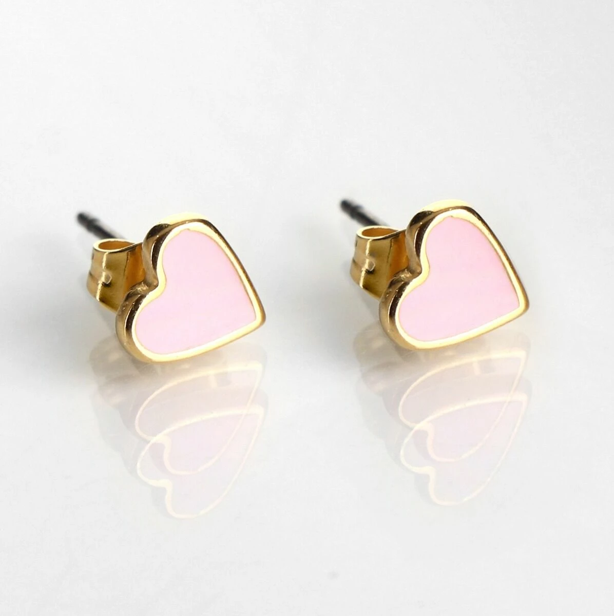 Carrie Elspeth Rozy Nude Enamel Heart Stud Earrings 4 Carrie Elspeth Rozy Nude Enamel Heart Stud Earrings - Image 2