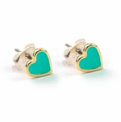 Carrie Elspeth Teal Enamel Heart Stud Earrings