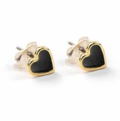 Carrie Elspeth Black Enamel Heart Stud Earrings