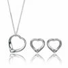 Elements Silver Open Heart 2 Piece Jewellery Set -gifts sale gecko elements open heart necklace and earrings 1