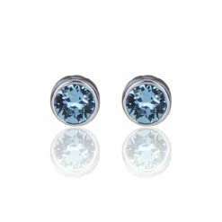 Elements Aquamarine Boxed Silver Stud Earrings
