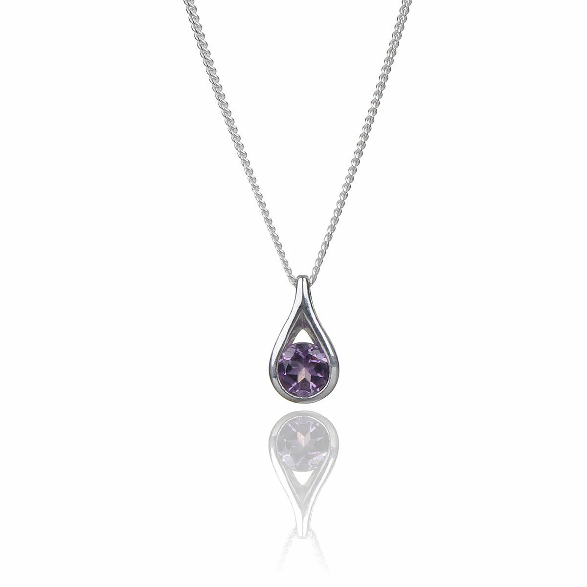 Elements Amethyst Teardrop Pendant Silver Necklace 3 Elements Amethyst Teardrop Pendant Silver Necklace