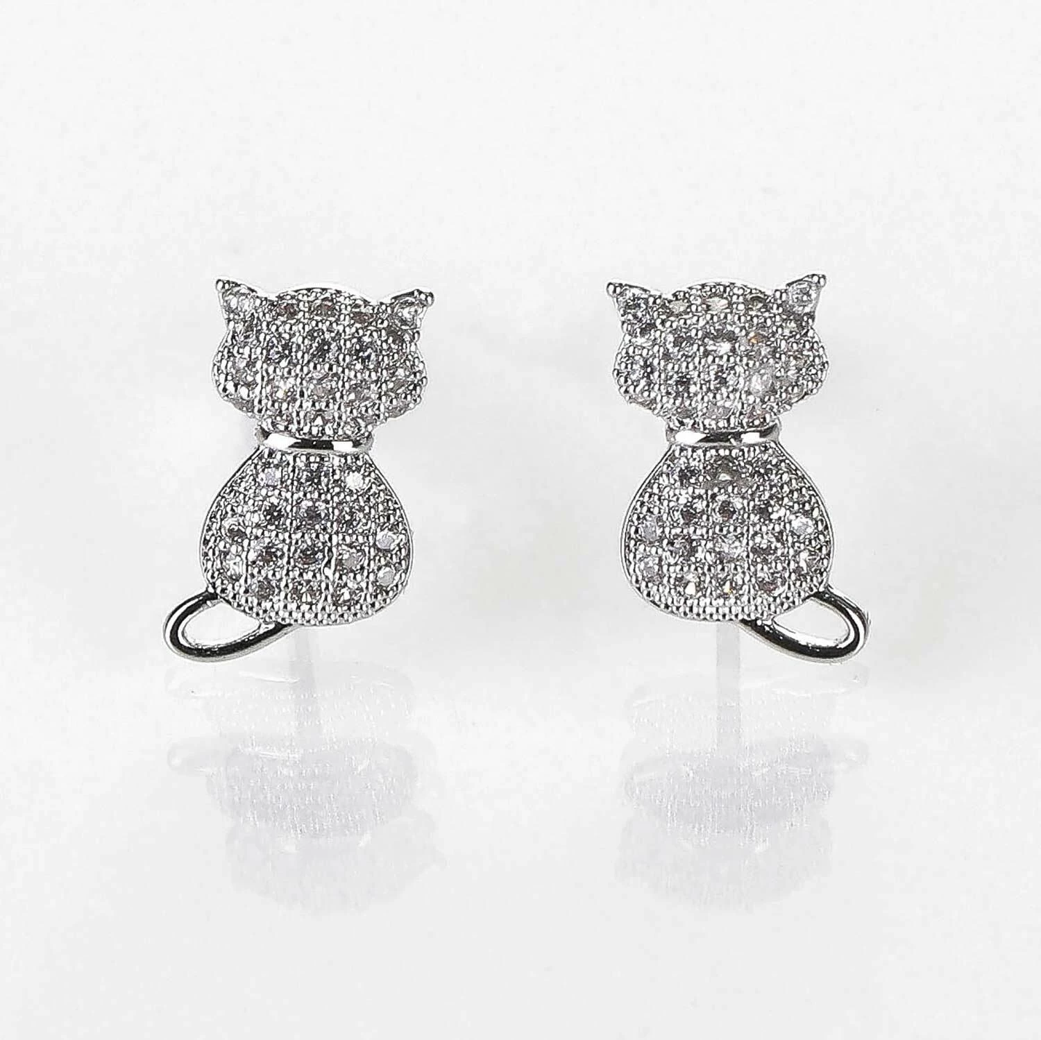 Equilibrium Pavé Cats Stud Silver Plated Earrings 3 Equilibrium Pavé Cats Stud Silver Plated Earrings