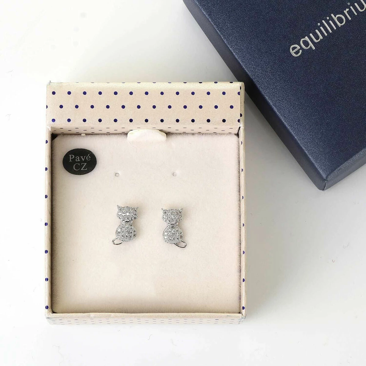 Equilibrium Pavé Cats Stud Silver Plated Earrings 4 Equilibrium Pavé Cats Stud Silver Plated Earrings - Image 2
