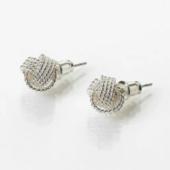 Equilibrium Silver Plated Rope Knot Stud Earrings