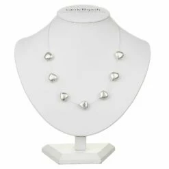 Carrie Elspeth Brushed Silver Hearts Necklace
