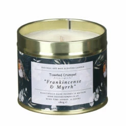 Toasted Crumpet ‘Frankincense & Myrrh’ Robin & Eucalyptus Christmas Tin Candle